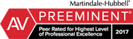 AV Preeminent Martindale-Hubbell - Peer Rated for Highest Level of Professional Excellence Badge